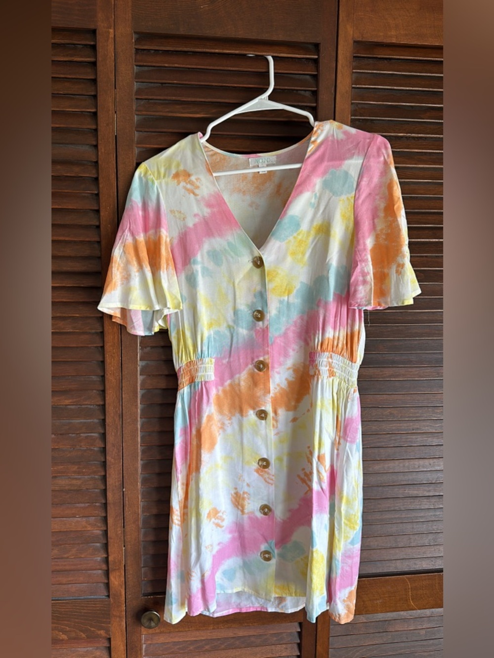 Abound Tie-Dye Mini Dress in Pink, Orange, Yellow, Blue
